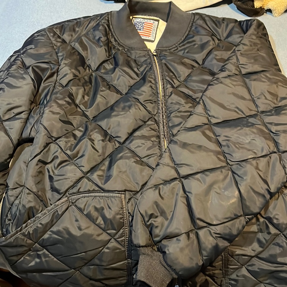 Navy blue quilted bomber jacket XL